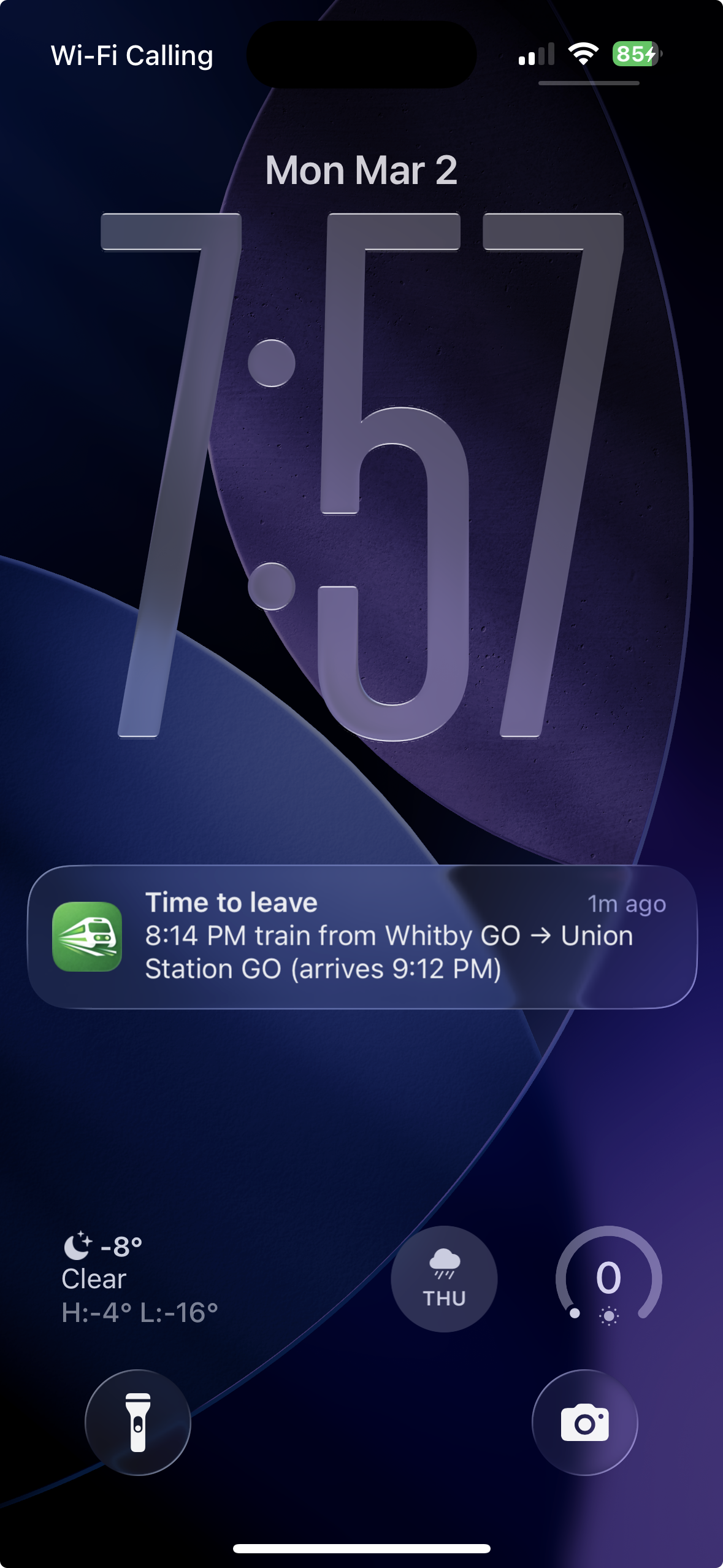 GOPulse smart reminder notification telling you when to leave for your train